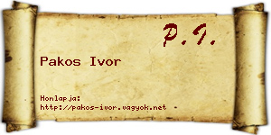 Pakos Ivor névjegykártya